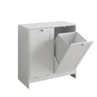 Panier à linge moderne inclinable avec panier amovible, armoire de rangement dissimulée, organisateur autoportant pour salon, blanc