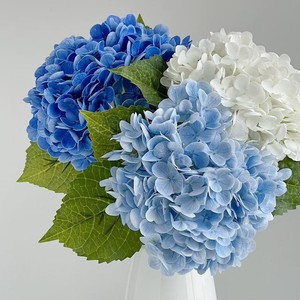 ดอกไฮเดรนเยียสีน้ำเงินคุณภาพสูง ก้านดอกสัมผัสเหมือนจริง ทำจากยางลาเท็กซ์ หัวดอกขนาดใหญ่ ผลิตด้วยมือ เหมาะสำหรับงานรับปริญญา งานเลี้ยงโรงแรม งานแต่งงาน และตกแต่งโต๊ะ - Product Image 1