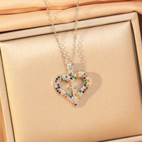 Collier Cœur Croix en Zircon pour Femme, Chaîne de Pull en Acier Inoxydable Plaqué Or, Luxe Léger, Mode Haut de Gamme, Accessoire Cadeau
