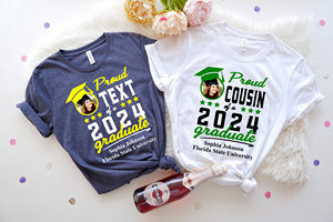 T-shirt personnalisé en coton pour diplômé avec photo, livraison rapide, sans MOQ, pour la promotion 2025, idéal pour la famille et les cérémonies de remise des diplômes - Product Image 5