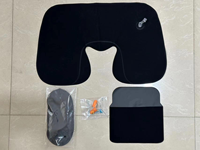 Ensemble de 4 oreillers en peluche portables en forme de U pour la sieste Ensemble de voyage en PVC gonflable et fait de microbilles de polyester Oreiller pour le cou de l'avion