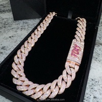 Collar de Diamantes Moissanite VVS de 5-6 Hileras, Estilo Hip-hop, Cadena Cubana con Acabado Plateado para Hombre