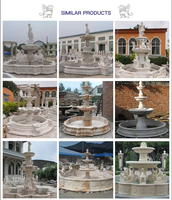 Grande fontaine en pierre naturelle sculptée à la main, à 3 niveaux, pour projet paysager d'hôtel ou de place publique