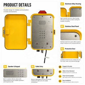 <span class=keywords><strong>Interphone</strong></span> mural d'urgence pour usine chimique avec balise d'avertissement, <span class=keywords><strong>téléphone</strong></span> antidéflagrant et étanche en alliage d'aluminium - Product Image 2