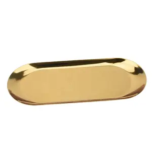 批发金属小盘饰品甜品牛排水果食品餐盘不锈钢椭圆板