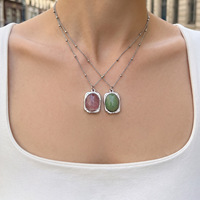 Collier pendentif en pierre naturelle plaqué or 18 carats en acier inoxydable HECATE, chaîne minimaliste, bijoux de fête pour femmes