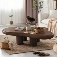 Table basse en bois de noyer plaqué, style minimaliste moderne, forme nuage, pour petit appartement, salon, style célébrité INS