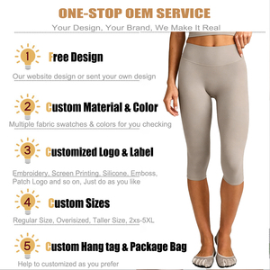 Leggings <span class=keywords><strong>taille</strong></span> haute ultra doux 3/4 avec couture en V au dos, pantalon de yoga capri de haute qualité pour femme avec logo personnalisé - Product Image 2