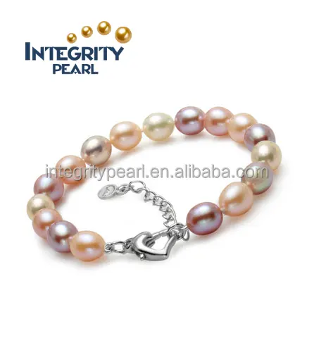 fashion charm bracelet Natural freshwater pearl jewelry 925 Sterling Silver Multicolor pearl wedding gift bracelet