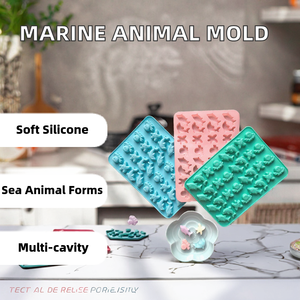 Juego de moldes de silicona OME con diseño de animales marinos, 1 unidad, no tóxico, apto para horno, ecológico, herramientas para repostería, para gelatina, chocolate y fundición de cera - Product Image 2