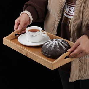 Bamboo and wood <b>tray</b>, Chinese tea <b>tray</b>, Japanese household water cup <b>tray</b>, rectangular wooden fruit plate, bread display <b>tray</b> - Product Image 3