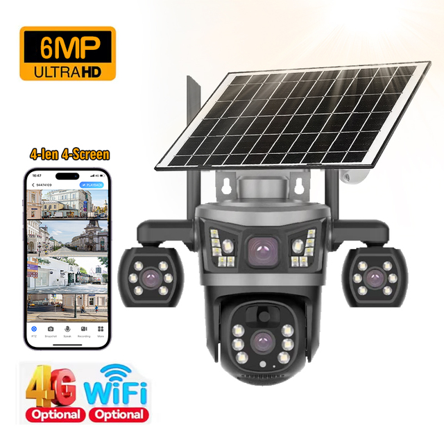 Home Security Camera 4G LTE Solar Powered with Motion Detection with Solar Power Weatherproof for Garden Villa Outdoor
