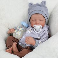 Poupée Bébé Fille Reborn à Tête en Silicone Ultra Réaliste, Corps en Tissu, Figure Réaliste