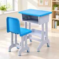 Ensemble de bureau et chaise en PP pour étudiants avec panier en maille, mobilier scolaire pour l'école primaire et le collège