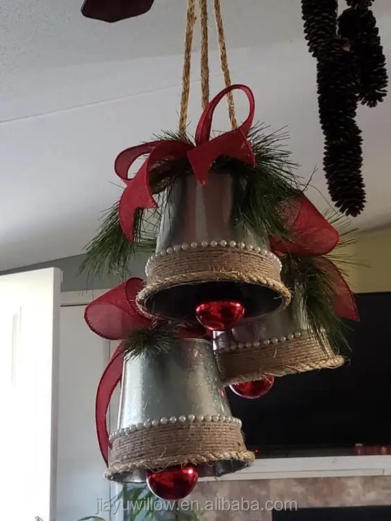 JY Eisen handgemachte Weihnachtsglocke Ornamente Baum luxuriöse hängende Dekoration personalisierte Dekoration Ornament Holzdekoration