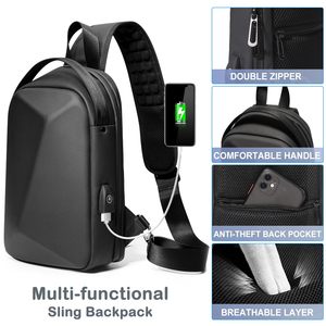 Duy Nhất Dây Đeo Chống Trộm Crossbody Sling Ba Lô Không Thấm Nước Vỏ Cứng Với USB Khóa 10.2 Inch Máy Tính Xách Tay Người Đàn Ông/Phụ Nữ Của Du Lịch Đi Bộ Đường Dài - Product Image 3
