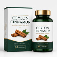 Extrait d'écorce de cannelle de Ceylan 10:1 avec Chrome 200mcg pour le soutien cardiovasculaire et la santé métabolique, Capsules OEM ODM 60 unités en vrac