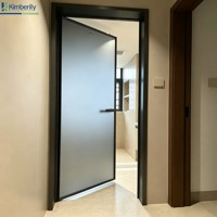 Porte battante moderne et simple en aluminium, cadre en aluminium noir, matériau en alliage de haute qualité pour chambre à coucher, sur mesure, minimaliste