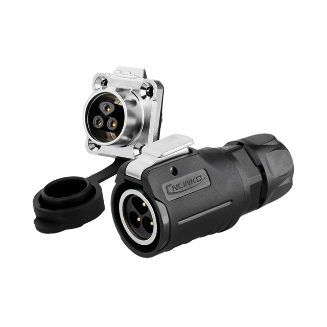 IP67 Waterproof Cnlinko LP16 Circular Cable Connector 3Pin Brass Contacts Flange Metal Female Socket Male Plug for Power LED