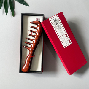 Peine para masaje de madera de sándalo <span class=keywords><strong>Natural</strong></span>, peine para masaje de cabeza de meridiano de dientes, peine para masaje del cuero cabelludo, masajeador corporal antiestático - Product Image 6