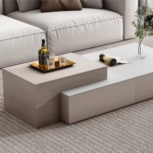 Tavolino da Salotto con Piano Sollevabile, Design Moderno, Rettangolare <span class=keywords><strong>Bianco</strong></span> con Piano <span class=keywords><strong>in</strong></span> <span class=keywords><strong>Legno</strong></span> Effetto Roccia, Tavolo Centrale con Vano Contenitore, Arredamento Minimalista per la Casa - Product Image 4