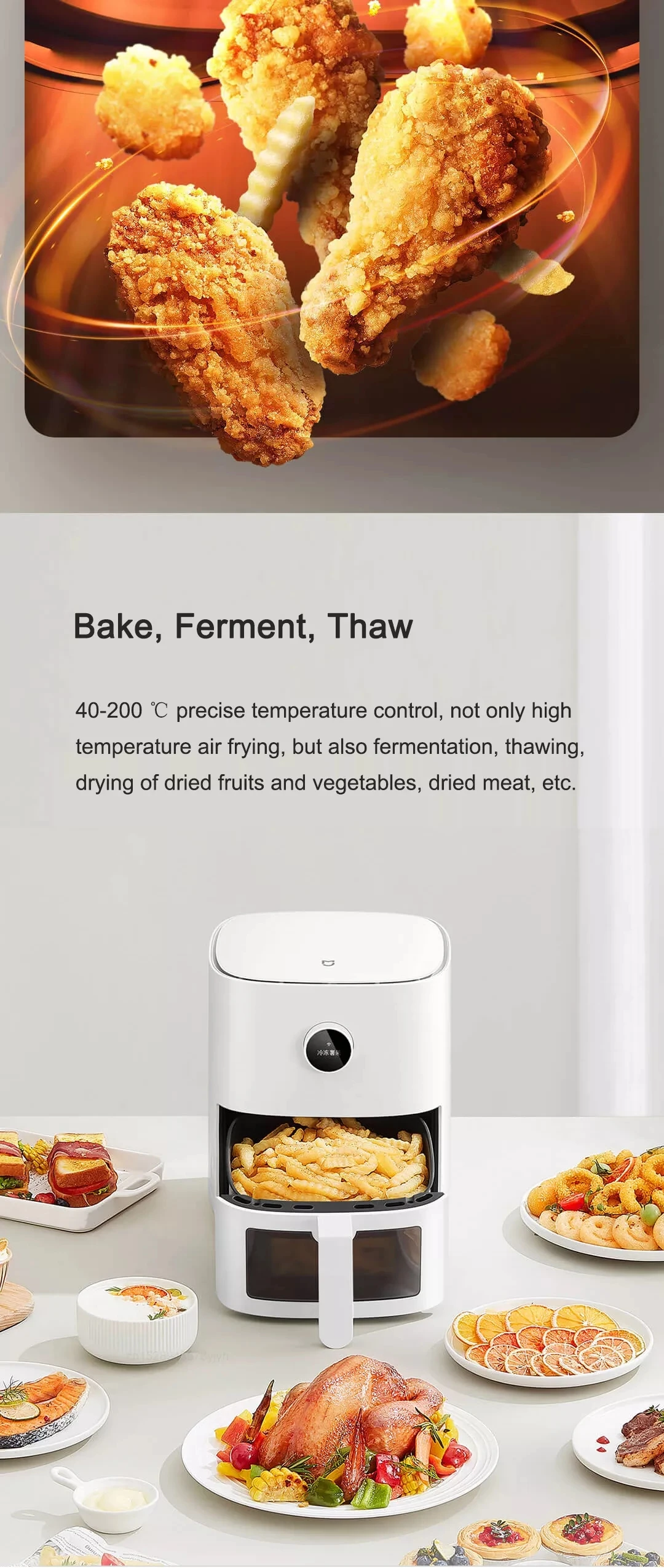 Xiaomi Mijia Smart Air Fryer Pro, 4L Capacidad, Horno Caliente con  Recubrimiento Antiadherente, 24H por Carevas en Blanco