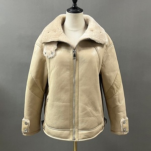 معطف شتوي من فرو الغنم للنساء من جلد الغنم ، جاكيت جلد للدراجات النارية ، جاكيت جلد الغنم - Product Image 4