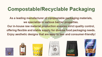 Sachets compostables et biodégradables pour emballage de thé, sachets enveloppants en plastique haute qualité avec impression gravure et logo personnalisé pour aliments et bonbons