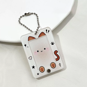 Porte-clés porte-carte photo Kpop de 1 pouce avec cadre de carte photo acrylique animal mignon Mini porte-carte d'identité Porte-clés pour petite carte d'identité - Product Image 5