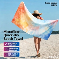 Custom Logo Summer Beach Towel-Super Absorbent Quick Dry Lightweight Microfiber Sand-Free for Swim Pool Travel