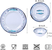 Ensemble de vaisselle en mélamine de qualité commerciale 12 pièces-Assiettes et bols incassables sans BPA Design de luxe occidental pour Dubaï