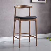 Chaise haute en bois massif avec dossier pour bar et cuisine Tabourets hauts modernes en noyer et meubles de chaise de restaurant