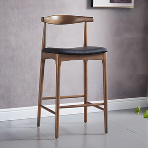 바 및 주방을위한 등받이를위한 단단한 나무 카운터 높이 의자 현대 호두 높은 의자 및 레스토랑 식당 의자 가구 - Product Image 3