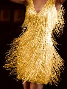 Robe de soirée pour femmes 2023 été élégant moulante Sexy Club Camisole gland danse Mini robe femme vêtements Vestido Dre - Product Image 2