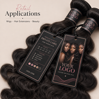 Ensemble d'étiquettes personnalisées pour perruques, étiquettes imprimées en couleur, cartes d'entretien des cheveux et emballages pour mèches de cheveux pour marque d'extensions capillaires