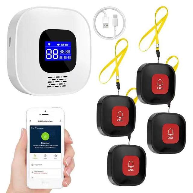 Nursing Calling System Hospital WiFi Portable Pagers Elderly Bracelet SOS Emergency Caregiver Patient Protection 10m Range App