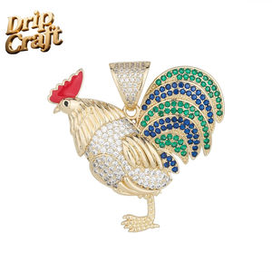 Collar con Colgante <span class=keywords><strong>de</strong></span> Gallo Estilo Hip Hop, Chapado en Oro <span class=keywords><strong>de</strong></span> 14K, Incrustado con Circonita, Unisex - Product Image 6