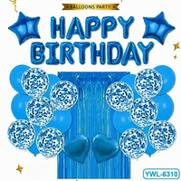 Ensemble de décoration d'anniversaire le plus vendu avec rideau de ballons confettis, fournitures complètes, ensemble de lettres en aluminium Joyeux Anniversaire