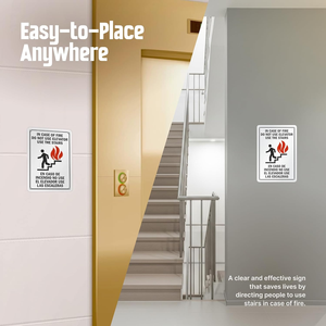 <span class=keywords><strong>Seguridad</strong></span> contra incendios bilingüe: EN CASO <span class=keywords><strong>DE</strong></span> INCENDIO, NO UTILICE EL ELEVADOR, UTILICE LAS ESCALAS, Cumple con ANSI/ISO |   Interior/Exterior |   Inglés y español - Product Image 5