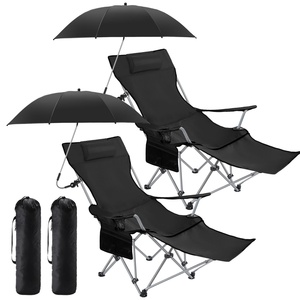 Beach Chair <b>Umbrella</b> Manual Reclining Camping Chair Footrest Adjustable Travel Use SPF 50+ UV Protection Straight <b>Umbrella</b> - Product Image 2