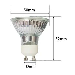 Gu10 Base Lampara 110v 220v Ampoule halogène Spot Light, Vente en gros de hal-gu10 35w 50 w Verre Blanc Halogène Lumière 50 Watt 360 95 5000