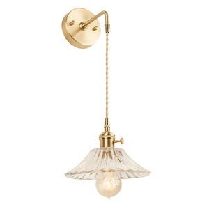 Lámpara de pared de latón para Dropshipping en Shopify, de cristal y hierro, para mesita de noche, baño, guardarropa, luz de fondo, en bronce antiguo, oro y plata. - Product Image 1