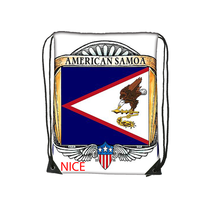 Sac à cordon rétro avec badge de la Samoa américaine, sac à dos vintage avec drapeau de la Samoa américaine, sac à cordon léger pour hommes et femmes