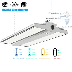 Stok usa 100w 150w 200w 250w 300w 400w lampu Teluk tinggi linear led dapat disesuaikan industri untuk gudang pencahayaan Teluk tinggi linier