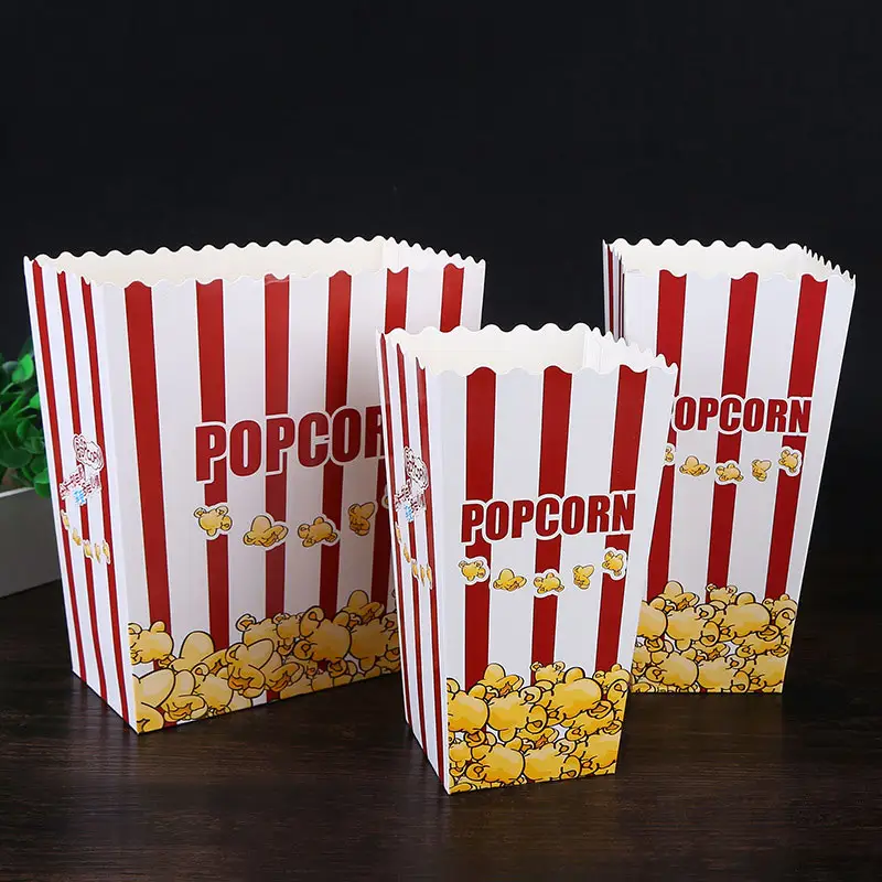 Kotak Popcorn Kertas Kraft Mini Dapat Dilipat Cetak Kustom Kotak Jagung Pop Kardus Sekali Pakai Murah