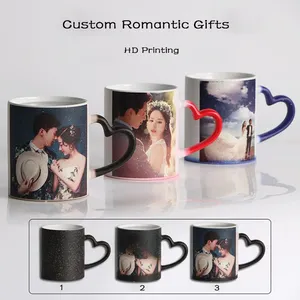 Kunden spezifisch bedruckte Kaffeetasse 11 oz Blank Anpassbare Sublimation Wärme ändernde empfindliche magische Tassen