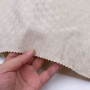 Bébé enfants couleurs naturelles <span class=keywords><strong>blanc</strong></span> noir <span class=keywords><strong>carré</strong></span> dobby mélangé 60% lin 40% coton sergé tissé tissu pour pantalon - Product Image 5