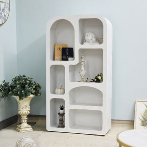 INNOVA Modern European Accent White <b>Wooden</b> <b>Storage</b> <b>Cabinet</b> with 7 Shelves for Living Room Bedroom - Product Image 3