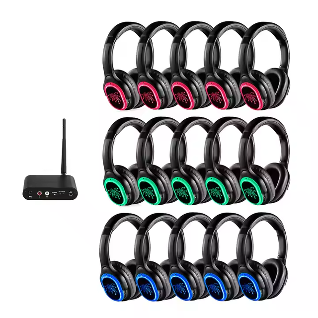 Silent Disco Headphones Wireless 3 Channel Transmitter for Quiet Party DJ Tune Gaming Headphone Set RF998B Earphones Bundle INDA