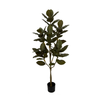 Ficus artificiel de 1,7 m (5,6 pi) en caoutchouc, vert mature de qualité supérieure, faible entretien, avec pot noir pour hôtel, bureau, centre commercial, restaurant